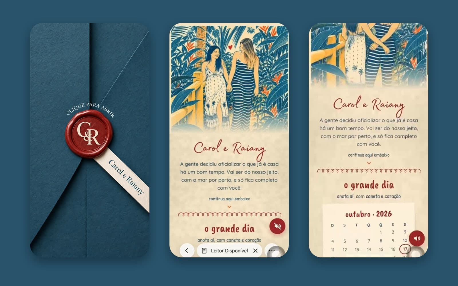 Convite de Casamento + Brand — O convite abre no celular